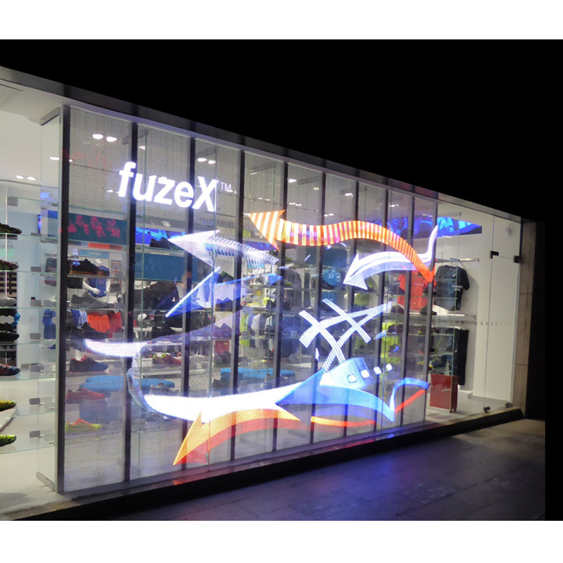 500x500mm 1000x500mm Retail Shop Window Transparent LED Display P2.6 P5.2 P3.9 P7.8 High Transparency LED Video Wall