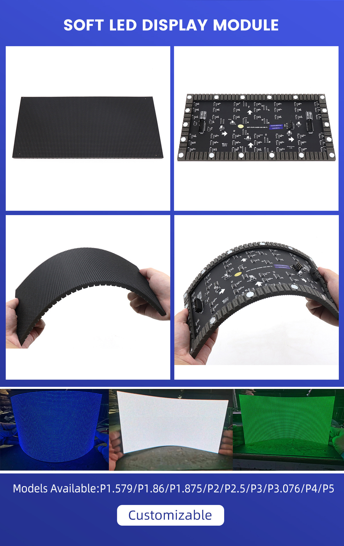 HD led display advertising led screen price flexible concave led display led flexible column curved display