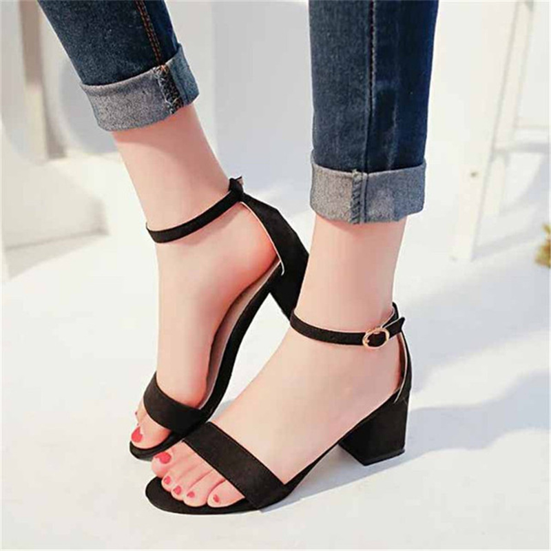 Summer Slippers High Heels Women's Shoes With Open Toe Suede Sexy Fashion Women Sandals Outdoor Ankle Strap Rome Shoes Wholesale