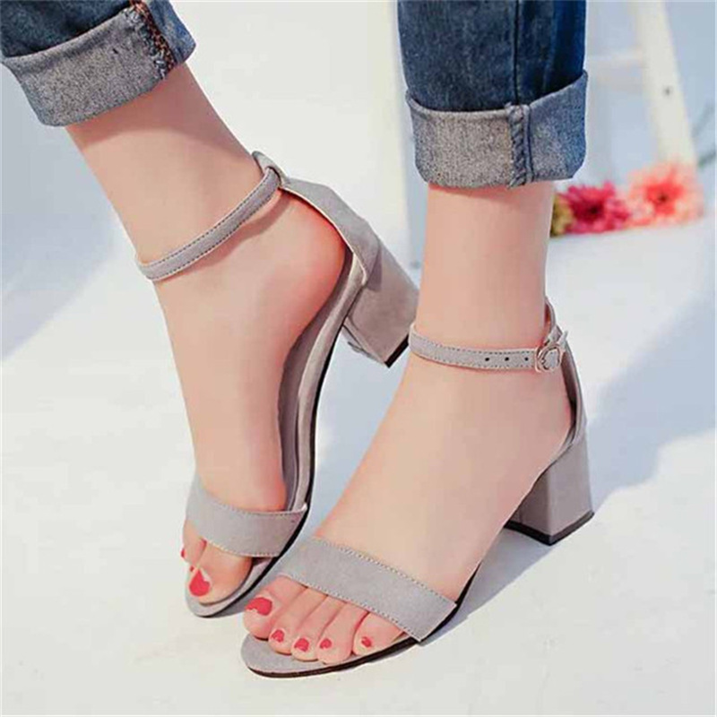 Summer Slippers High Heels Women's Shoes With Open Toe Suede Sexy Fashion Women Sandals Outdoor Ankle Strap Rome Shoes Wholesale