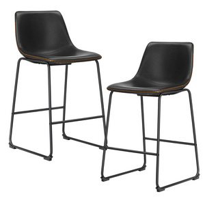 Height Bar Stools Dining Chairs Set of 2 PU Leather Modern Armless Chairs Counter Barstools Chair with Back