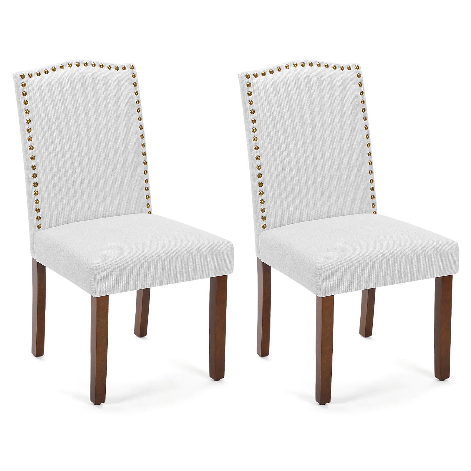 Set of 2 Dining Chairs Upholstered Chairs with Nailhead Trim and Wood Legs For Kitchen Living Room Bedroom