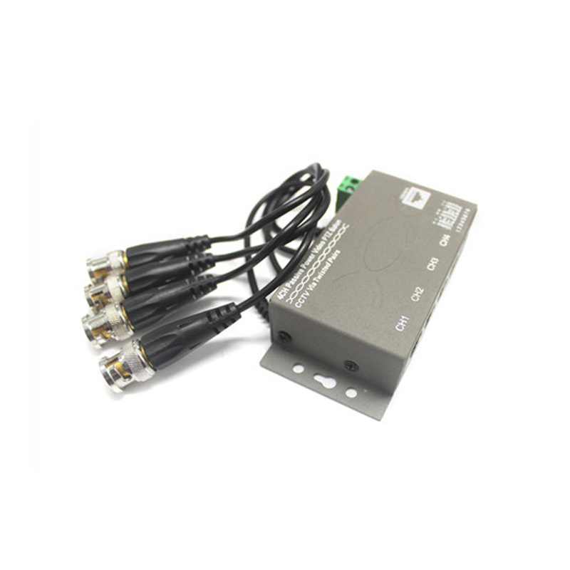 Four Channels Passive BNC Double Stranded RJ45 HD VideoTransceiver cctv video Balun with power for cctv