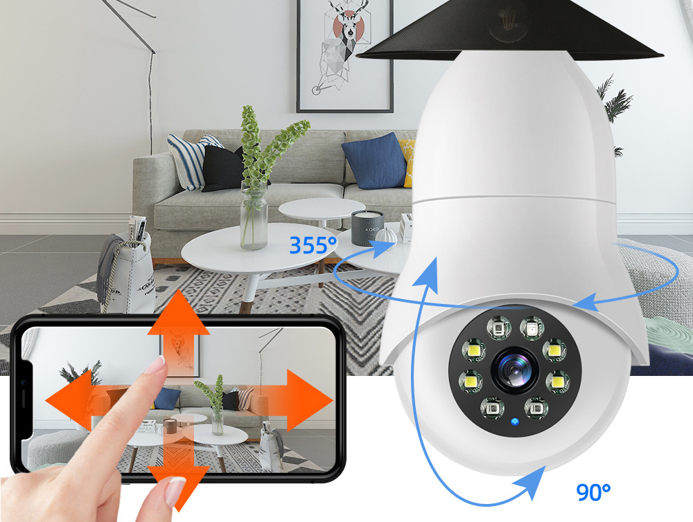 Yi Iot Outdoor Smart Security 360 Degree Cctv Network Ptz Ip Camara Light Wifi 1080P Bulb Ptz CameraS Light Bulb wireless 2MP