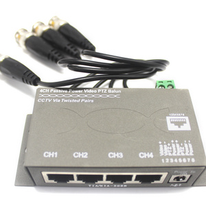 Four Channels Passive BNC Double Stranded RJ45 HD VideoTransceiver cctv video Balun with power for cctv