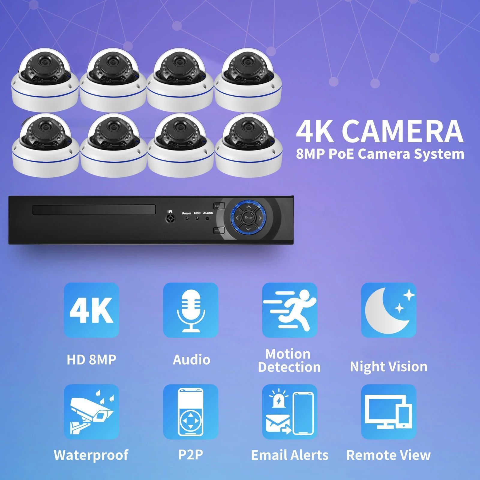 XM Xmeye VMS 8MP 5MP 16CH 24CH 32CH Dome POE Security IP Camera Kit SystemTwo Way Audio 16CH 32CH IP POE CCTV camera Kit system