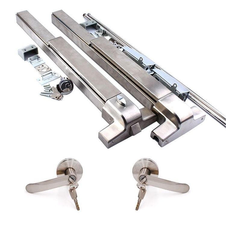 Single 304 Stainless Steel 65cm 80cm 1000cm Panic Bar Lock For Fire Door Escape Lock Panic Push Rod Exit Device With Trim Loc