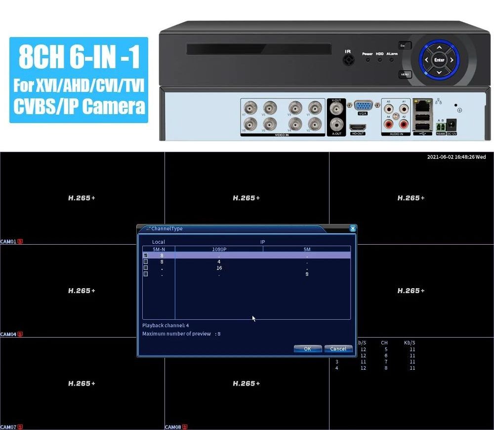 Xmeye 16CH 5mp 2U 2HDD 5 in 1 dvr Xvr For Ahd Cvi Tvi Cvbs Analog And Input 16 Ch 5mp Dvr With Audio And 5MP 4ch cctv dvr 16ch