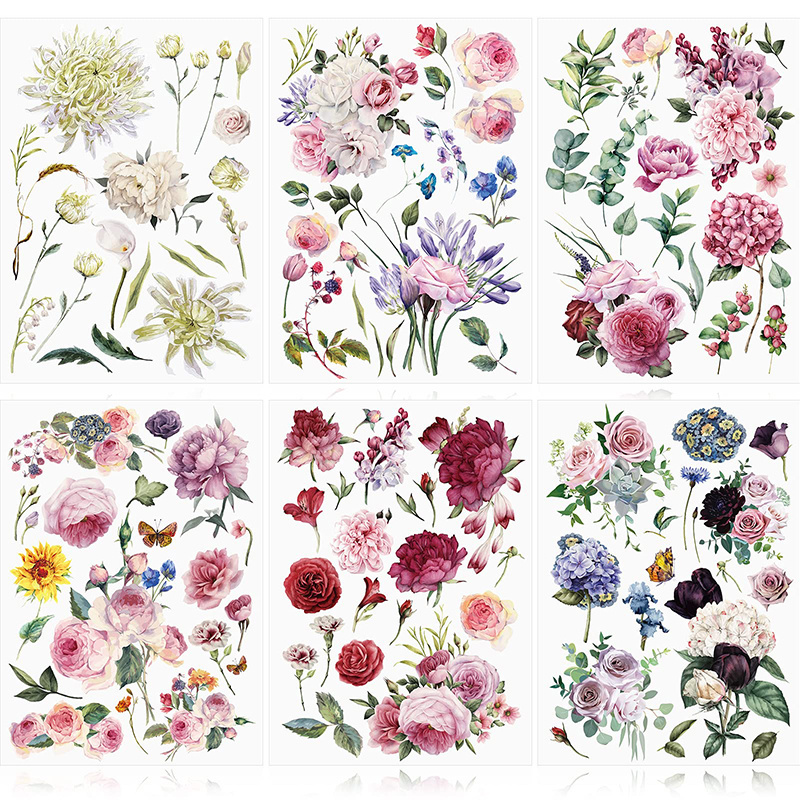 Hot selling rub on strong adhesive flower forest plant transfer sticker for scrapbook