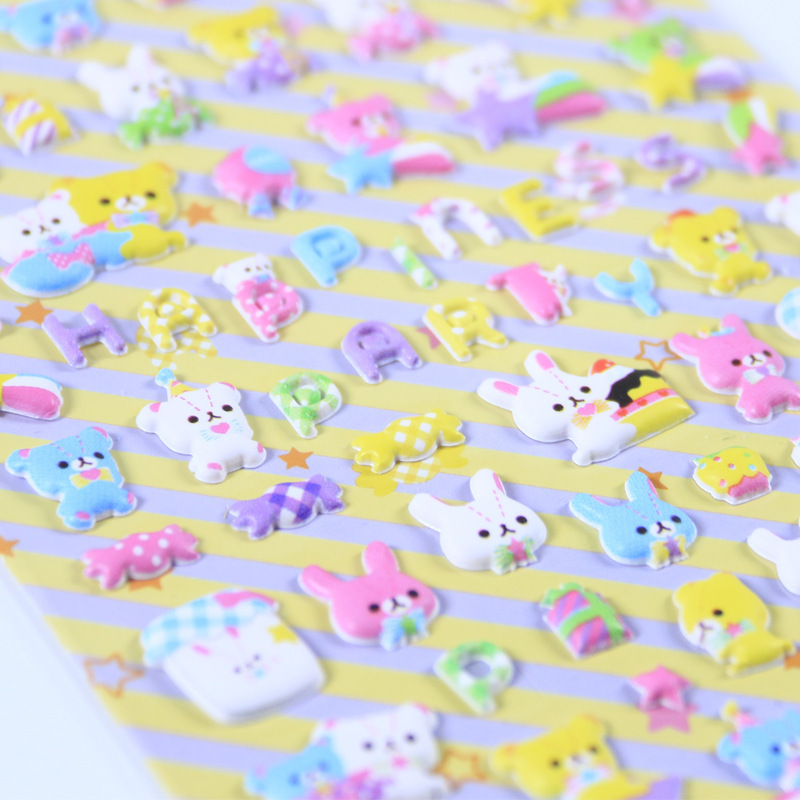 Wholesale Kids Decoration Cartoon Animals Cute 3D Puffy Stickers Sheet Custom