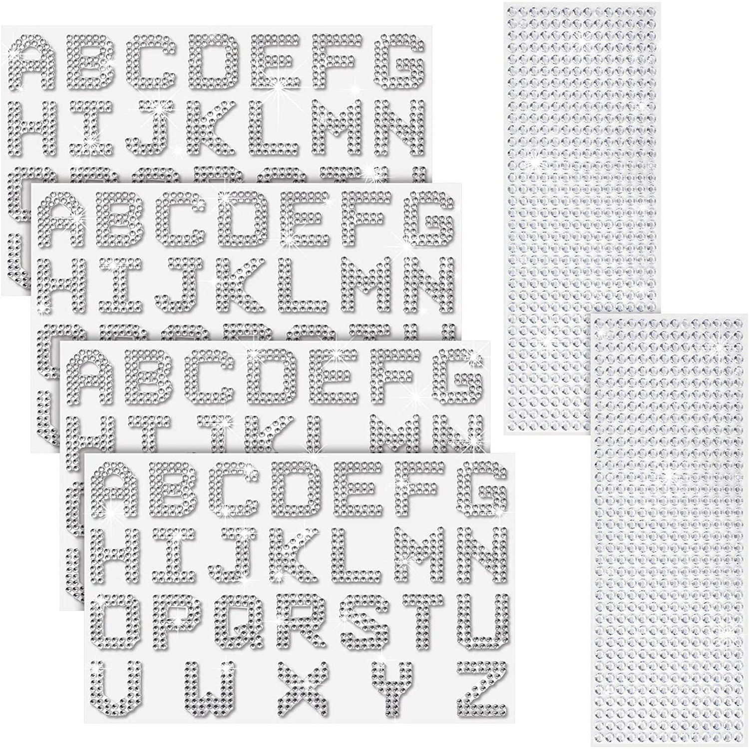 Bling Crystal Stickers Sheet for DIY Art and Craft Glitter Alphabet Letter Stickers Gemstone Border Rhinestone Stickers