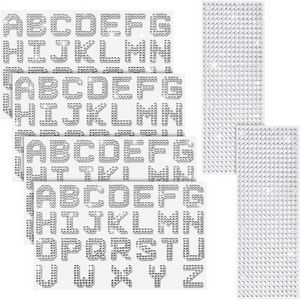 Bling Crystal Stickers Sheet for DIY Art and Craft Glitter Alphabet Letter Stickers Gemstone Border Rhinestone Stickers