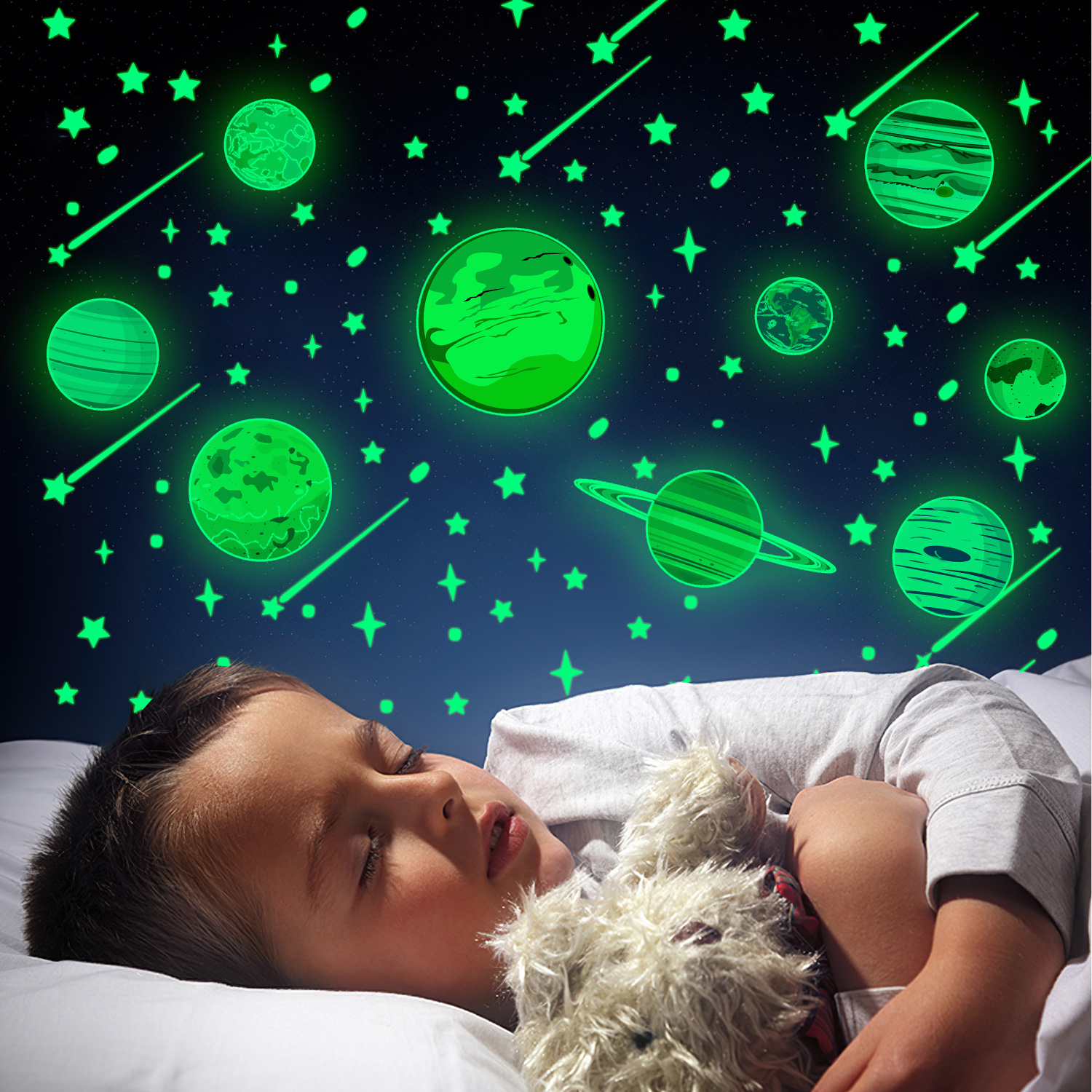 Non-toxic halloween eco friendly removable custom glow in dark wall stickers stars