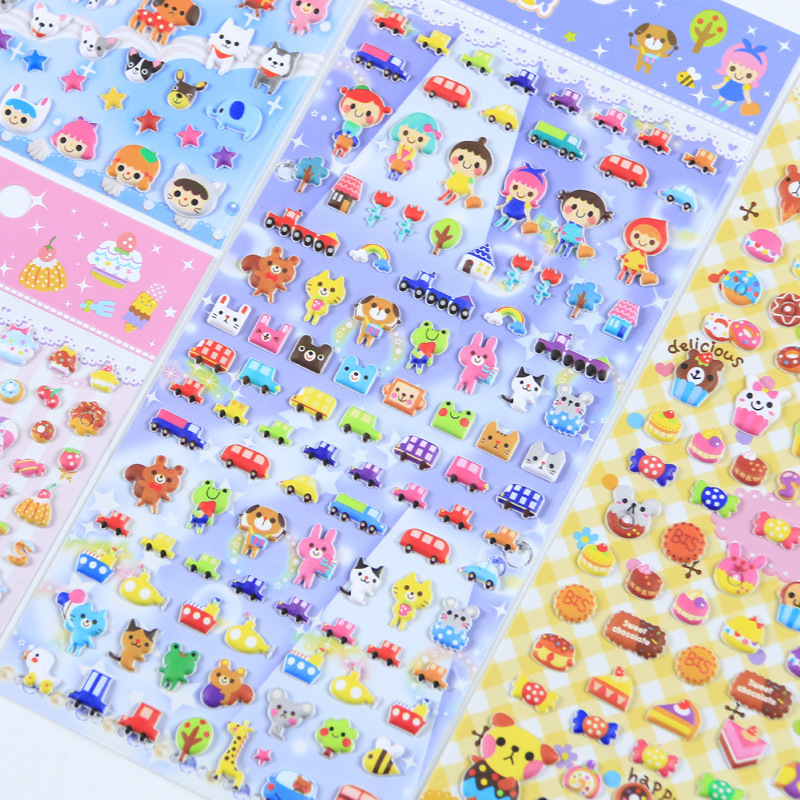 Wholesale Kids Decoration Cartoon Animals Cute 3D Puffy Stickers Sheet Custom