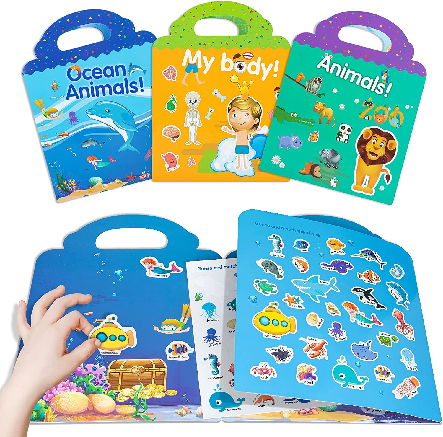 Reusable Sticker Pad toddler sticker Activity book preschool montessori busy book Animal Habitats Removable Stickers