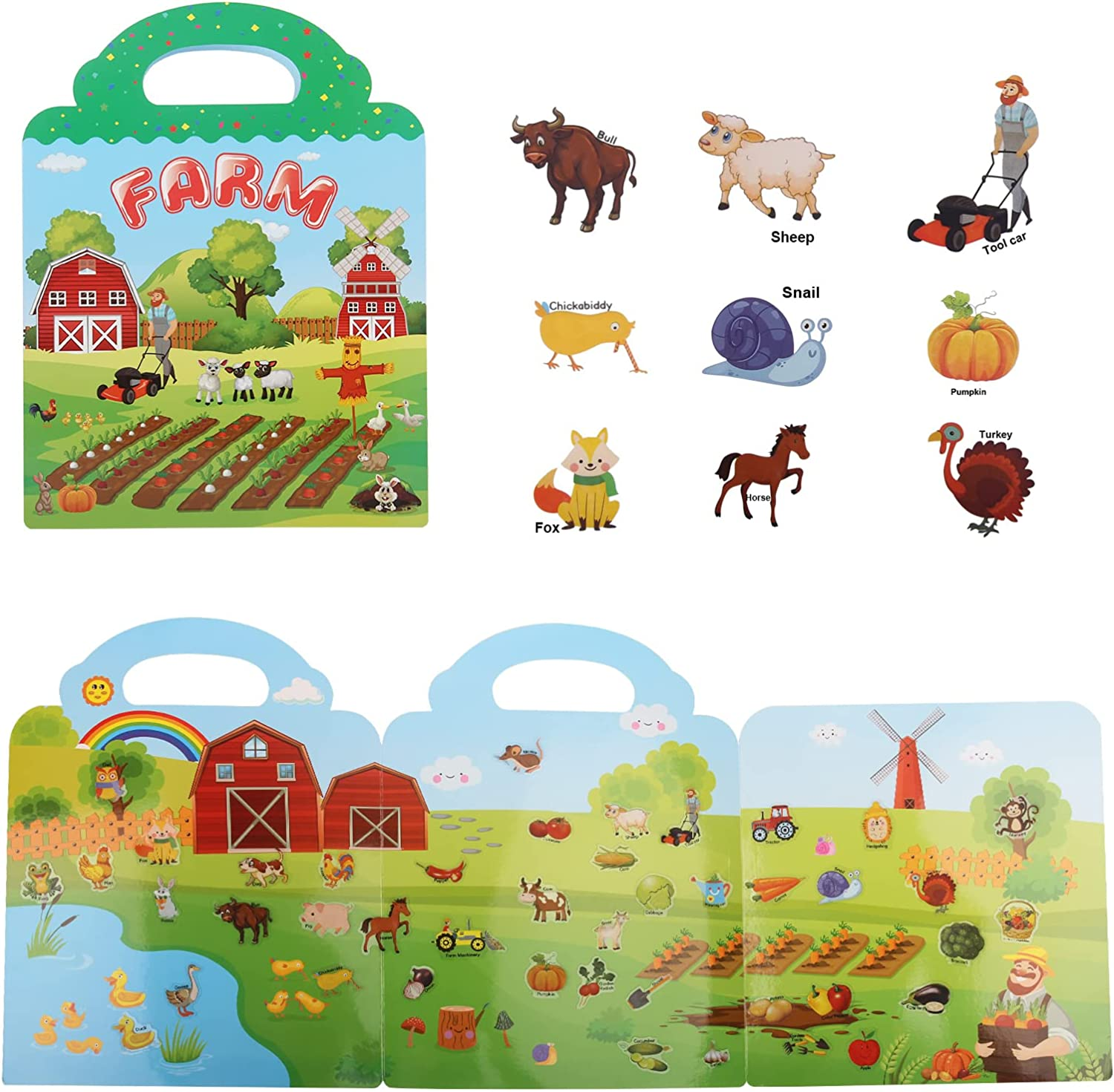 Reusable Sticker Pad toddler sticker Activity book preschool montessori busy book Animal Habitats Removable Stickers