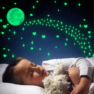 Fluorescent Decor Stars and Moon Luminous Room Wall Sticker Kids Decoration Glow in Dark Wallpaper Sticker