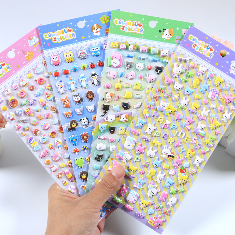 Wholesale Kids Decoration Cartoon Animals Cute 3D Puffy Stickers Sheet Custom