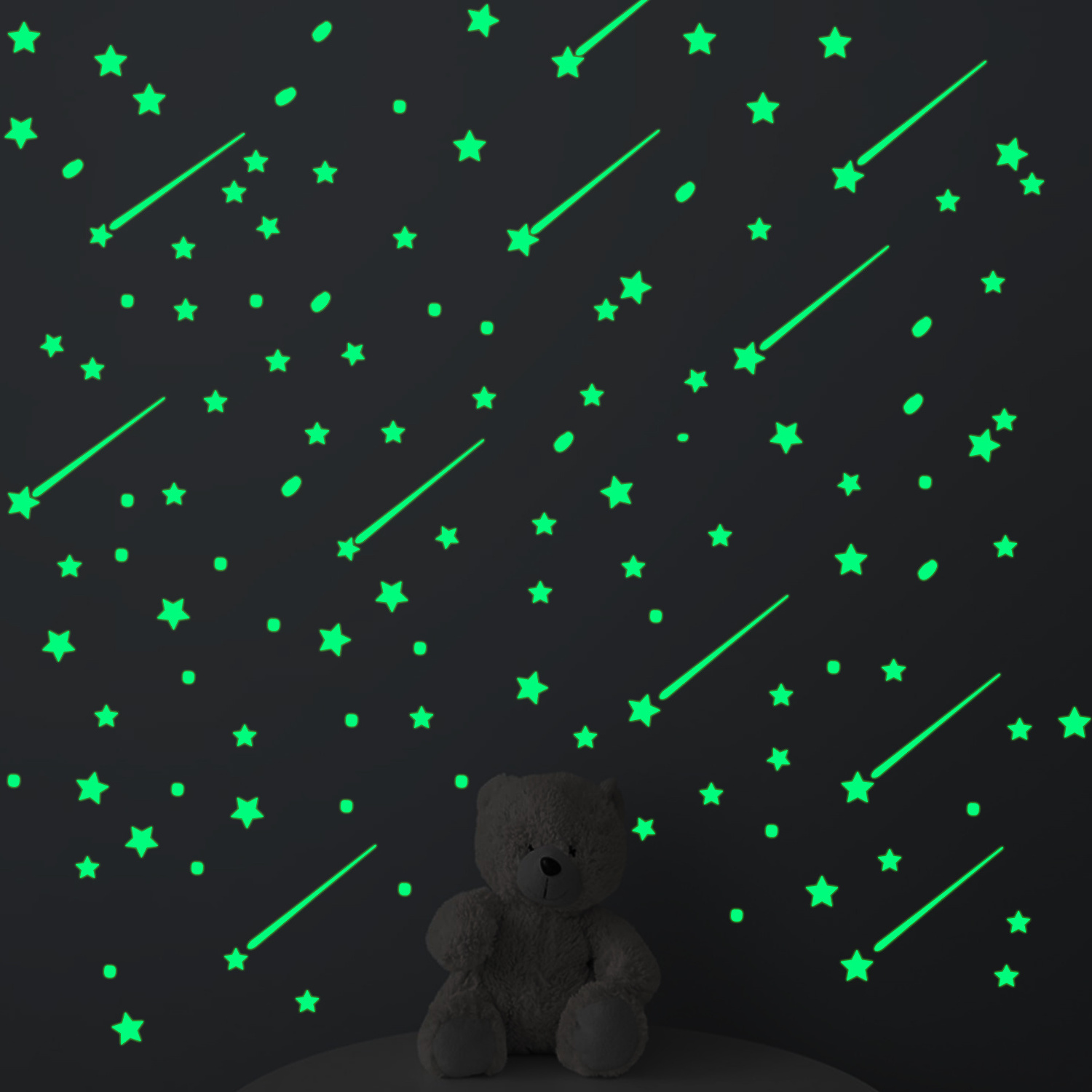 custom day 3D glow stars glowing in dark fluorescent moon and letters stickers for kids bedroom ceiling wall sticker