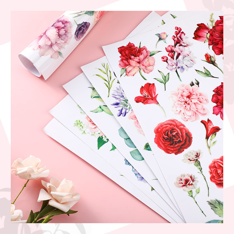 Hot selling rub on strong adhesive flower forest plant transfer sticker for scrapbook