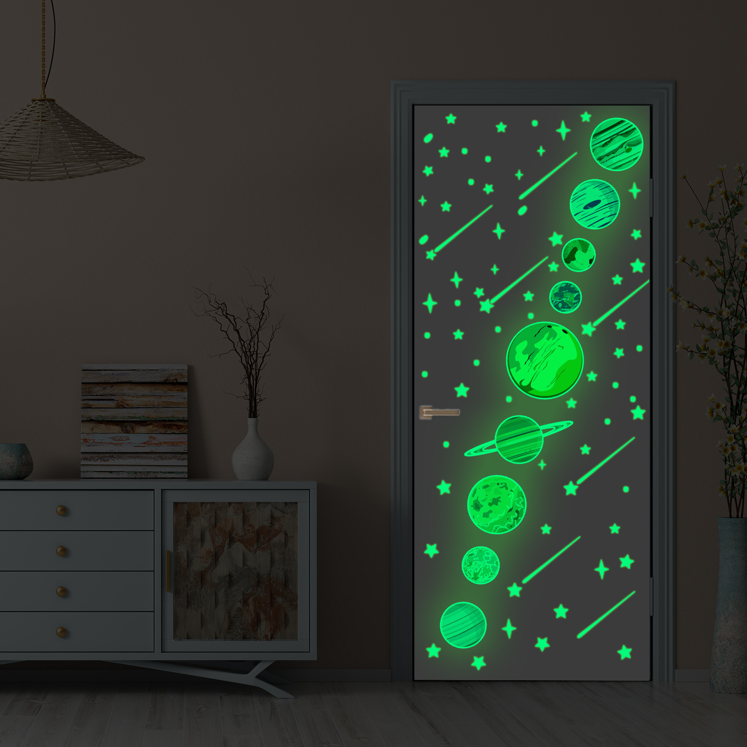 Non-toxic halloween eco friendly removable custom glow in dark wall stickers stars