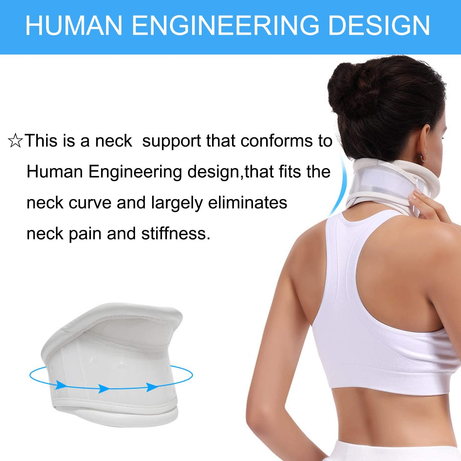 HKJD Adjustable Plastic Neck Brace Breathable Hard Cervical collar with Chin Support Orthopedic Waterproof Cervical collar