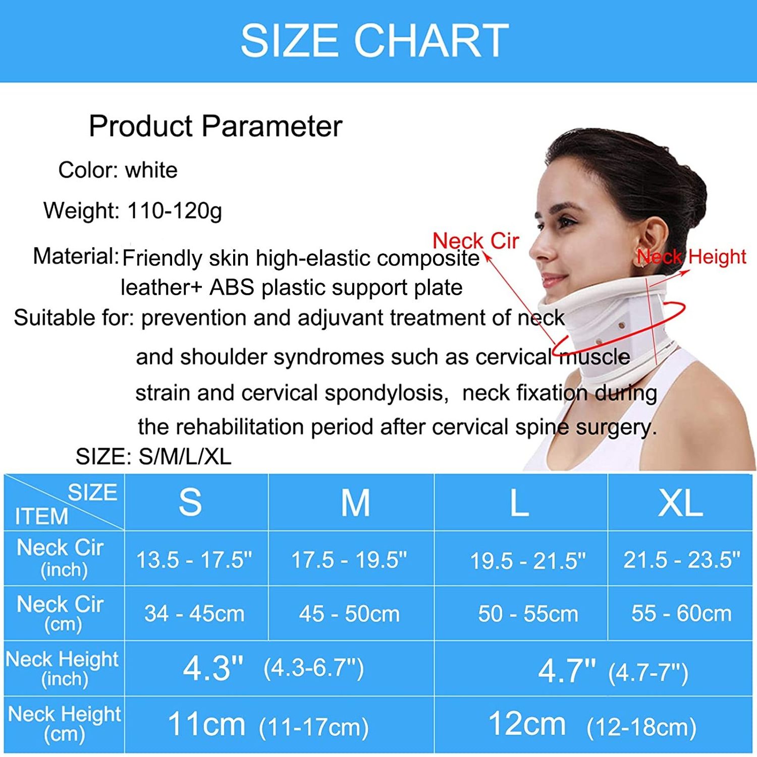 HKJD  Soft Medical PVC Cervical Collar With Chin Support Adjustable Cervical Traction Collar Stiff Neck Cervical Collar Brace