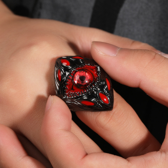 factory red eye men rings hip hop jewelry punk funky thumb halloween party rings special dark black crazy ring fine jewelry man