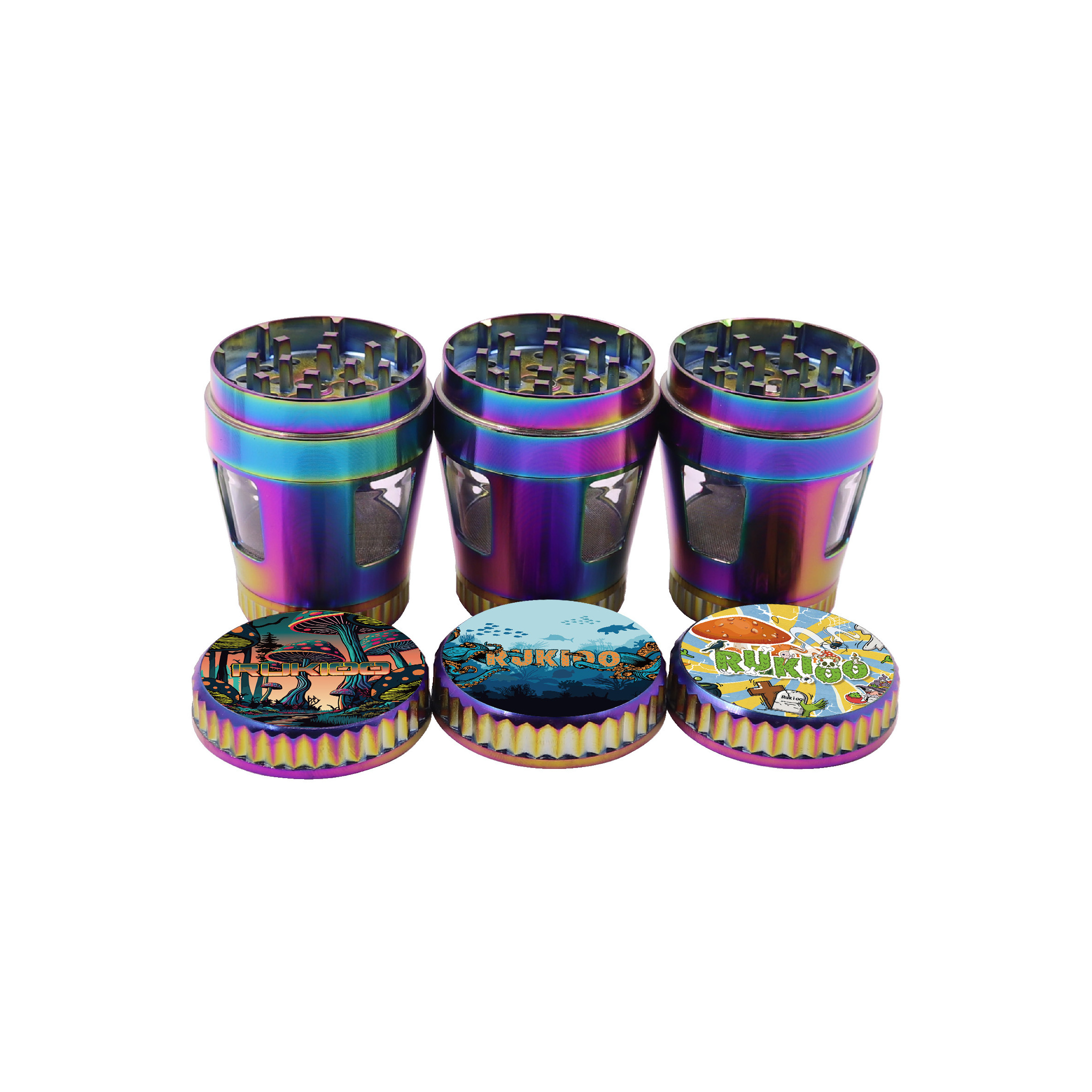 Rukioo Mini Herbs Grinder Mushroom Design Dry herb grinder 50mm Colourful Grinder for herb Smoking accessories