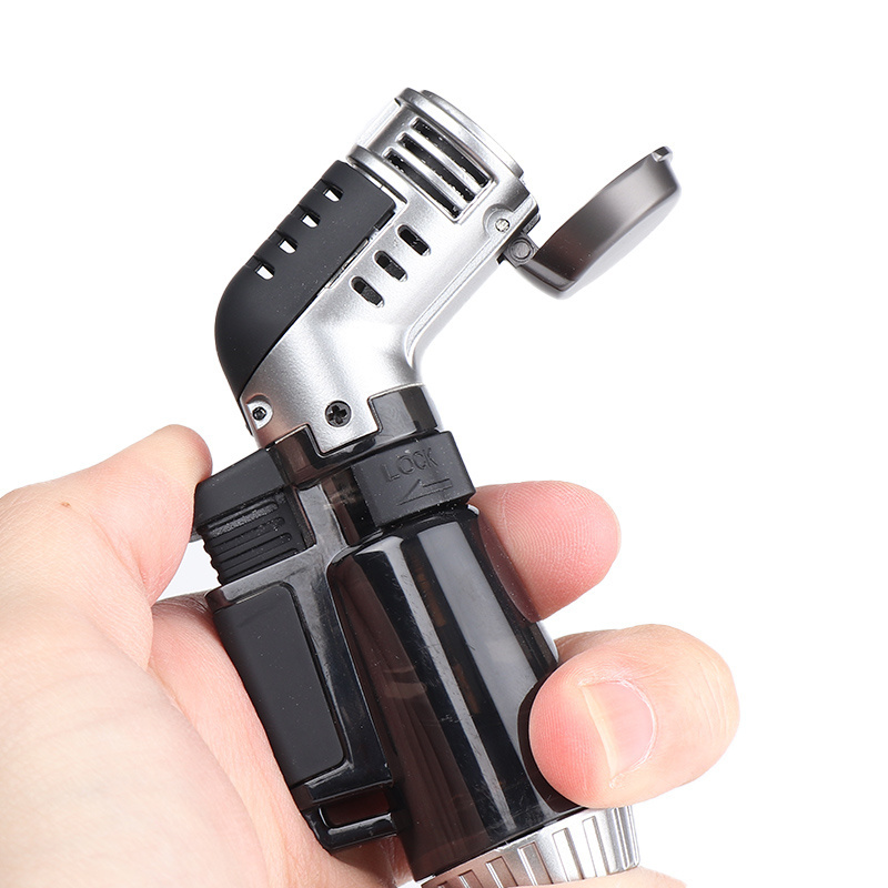 New Arrival Wholesale Custom Logo Zinc Metal Torch Lighter Smoking Accessories Cigar Gas Lighter