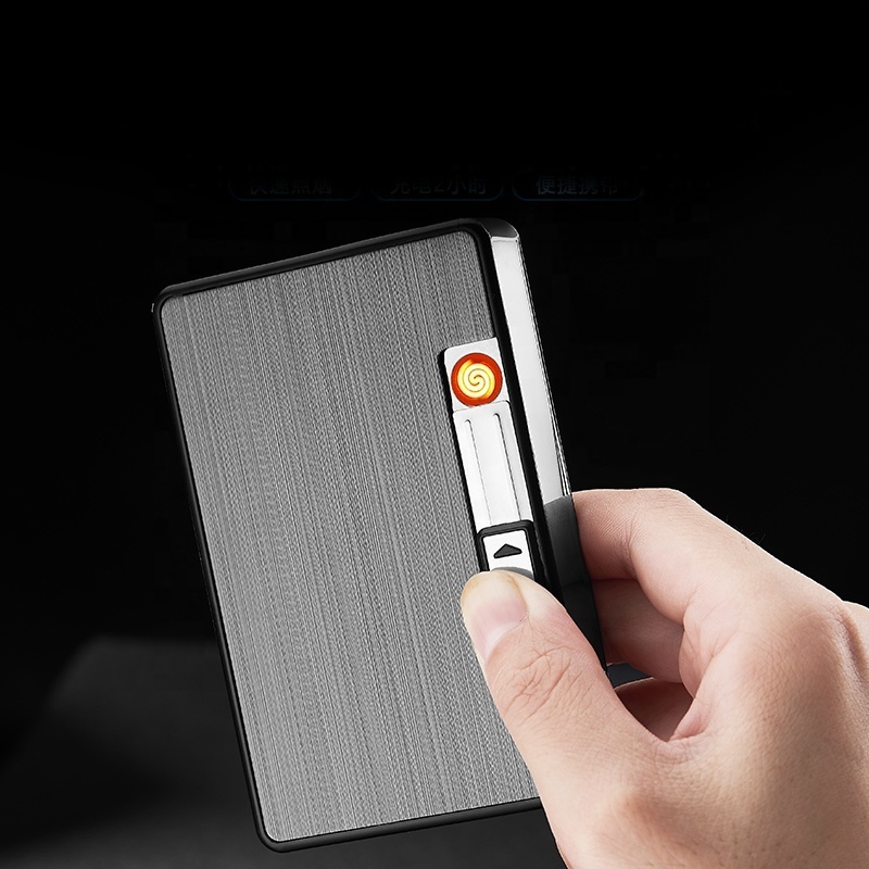 JL-N0164 Focus Brand Wholesale Cigarette Box with Lighter USB Rechargeable Cigarette Lighter Case