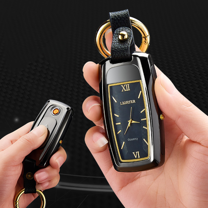 New Flameless Rechargeable USB Cigarette Lighter Watch Lighter USB Rechargeable Keychain Lighter