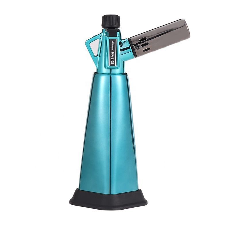 New Custom Logo Metal Windproof Refillable Gas Torch Lighter For Kitchen BBQ Cigar Torch Lighter