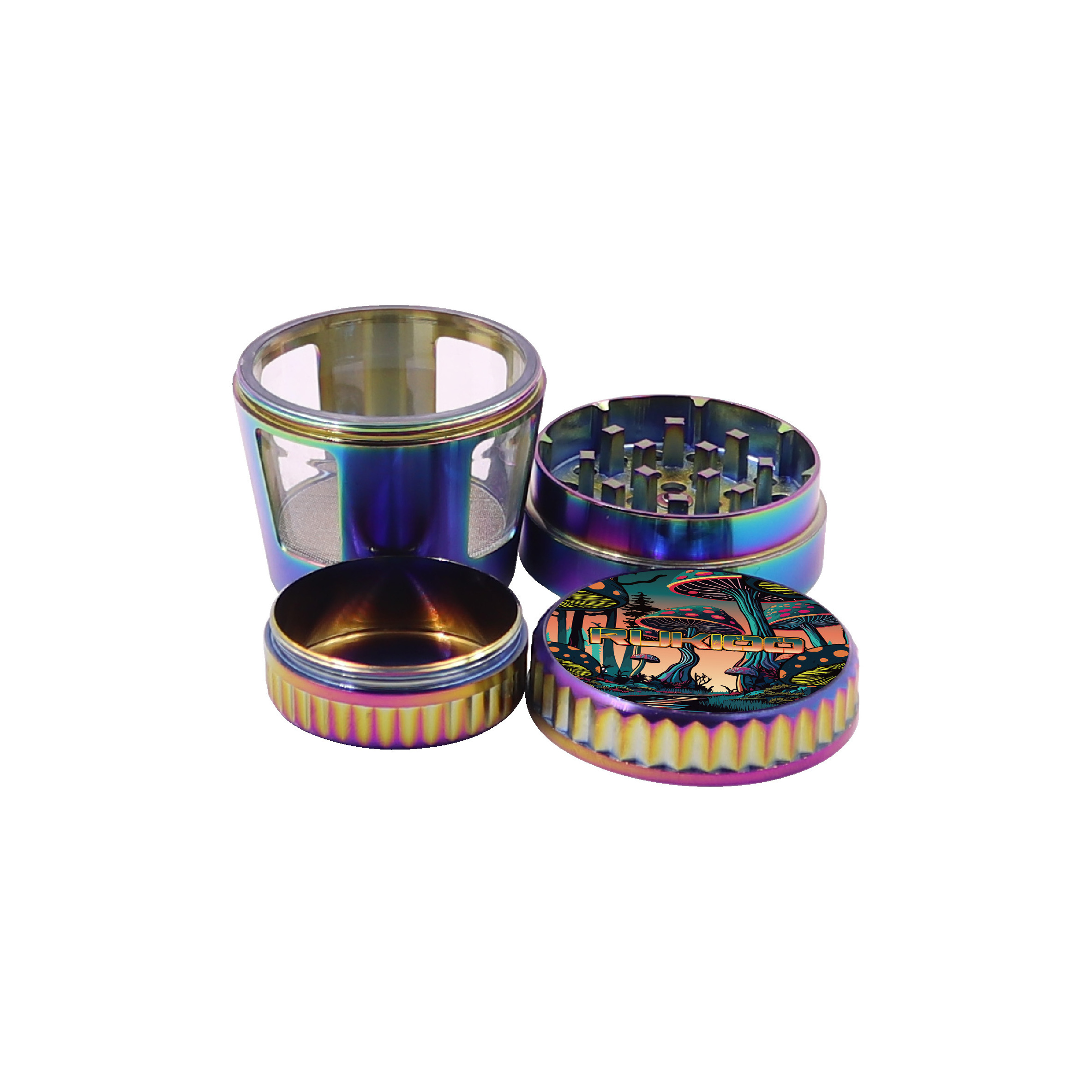 Rukioo Mini Herbs Grinder Mushroom Design Dry herb grinder 50mm Colourful Grinder for herb Smoking accessories