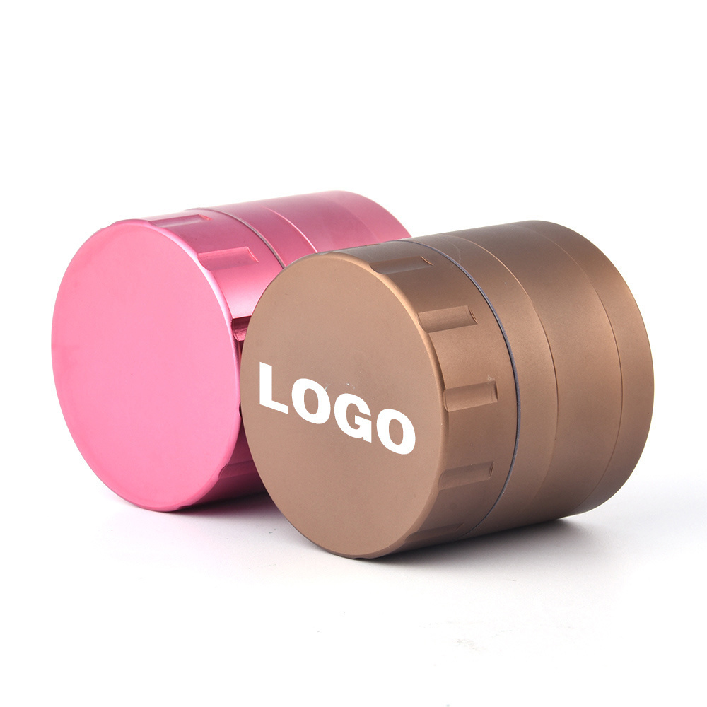 Rukioo New Style Frosted Aluminum Herb Grinder Custom Logo 63mm grinder magnetic Pink Herb Grinder Metal 4 Parts