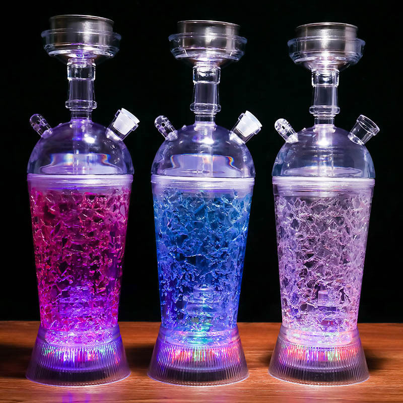 Travel Glowing Mini Shisha Hookah Bottle Wholesale Light Up Portable Hookah Cup With Straw