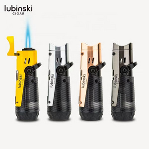 Multi-function cigar lighter with hole opener through the needle cigarette holder design blue flame straight at LUBINSKI