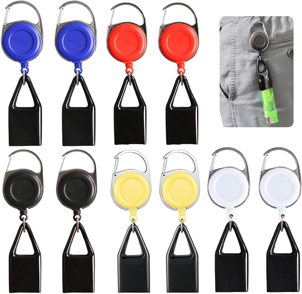 Wholesale Classic Portable Lighter Leash Retractable Lighter Keychain Holder Custom Lighter Leash and Metal Belt Clip