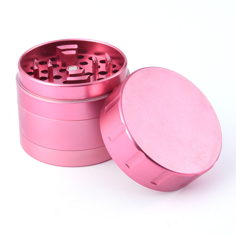 Rukioo New Style Frosted Aluminum Herb Grinder Custom Logo 63mm grinder magnetic Pink Herb Grinder Metal 4 Parts