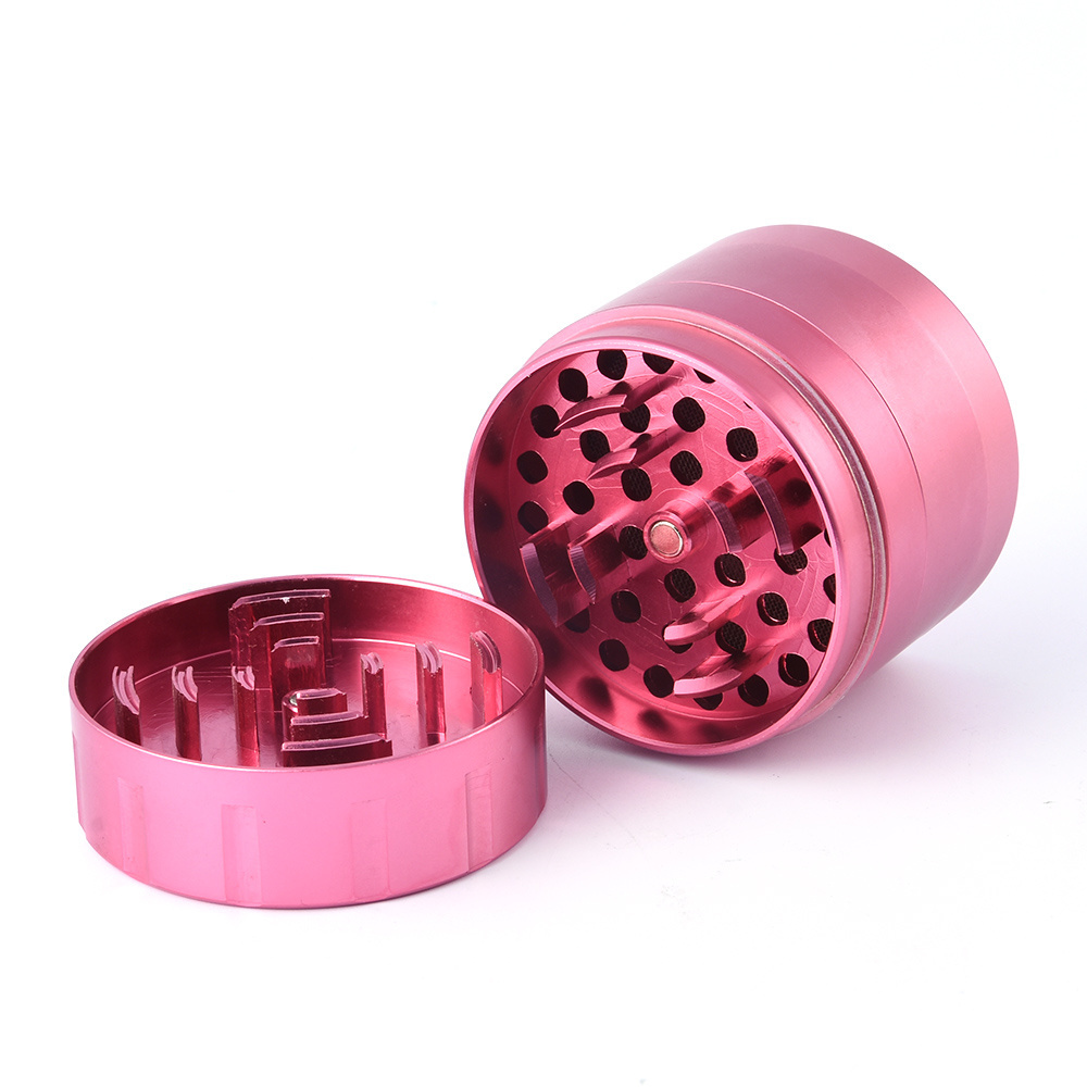 Rukioo New Style Frosted Aluminum Herb Grinder Custom Logo 63mm grinder magnetic Pink Herb Grinder Metal 4 Parts