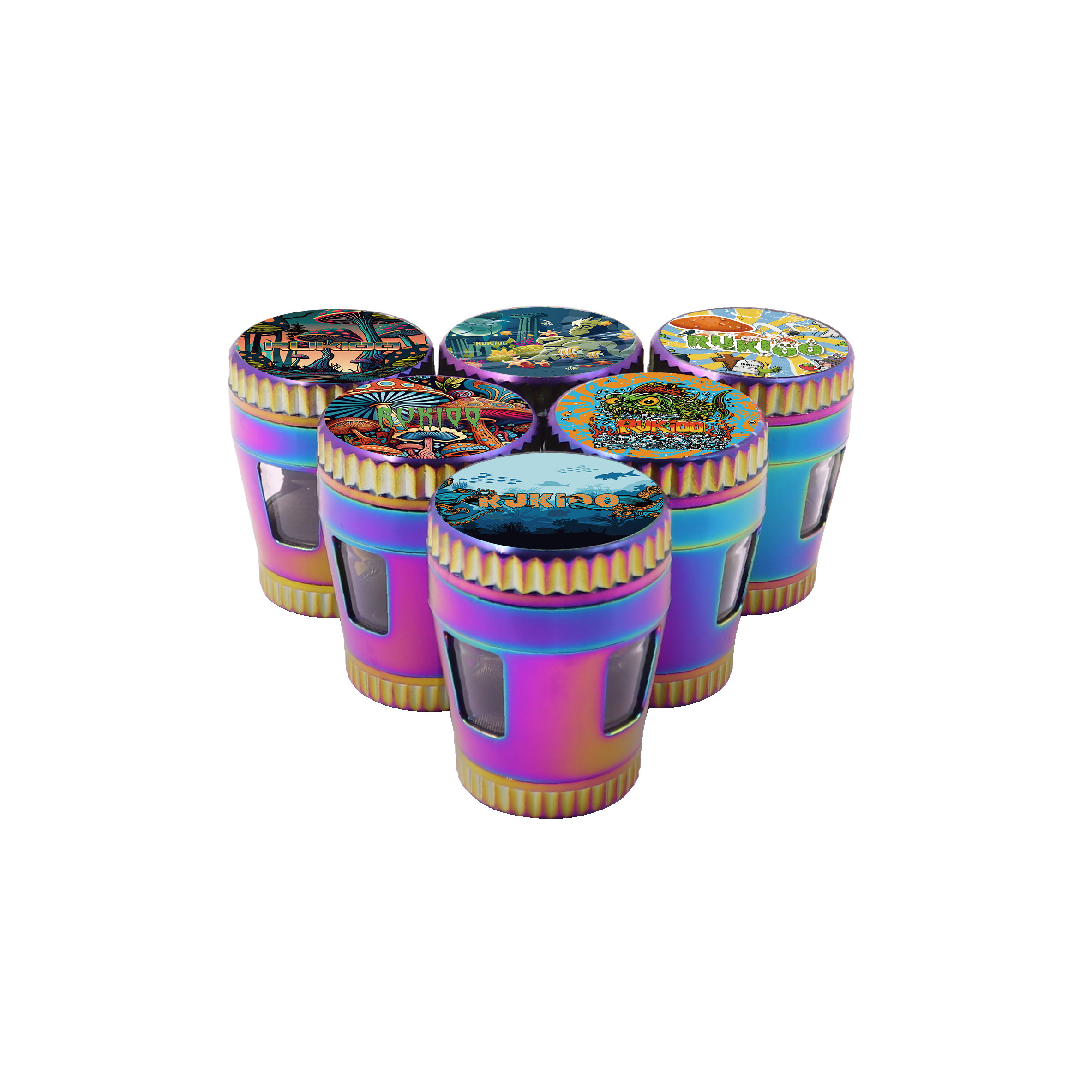 Rukioo Mini Herbs Grinder Mushroom Design Dry herb grinder 50mm Colourful Grinder for herb Smoking accessories