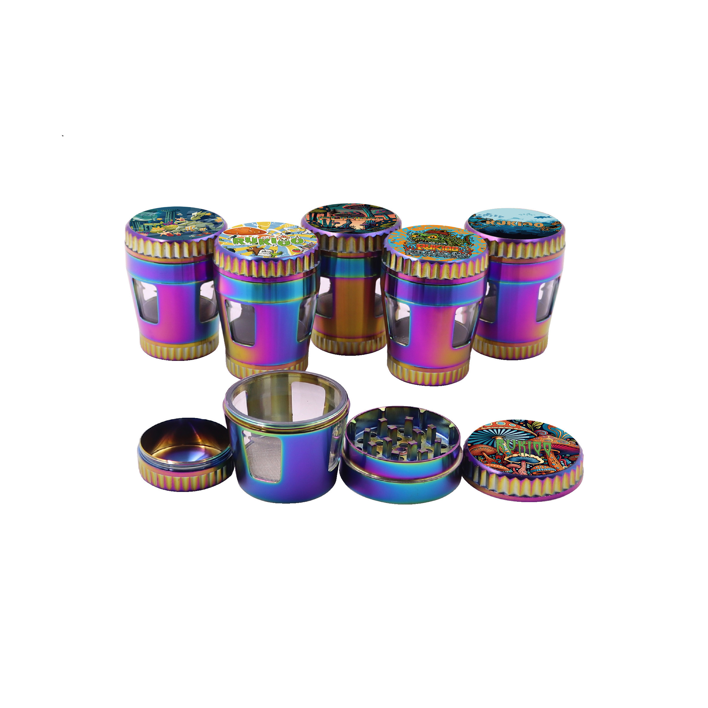 Rukioo Mini Herbs Grinder Mushroom Design Dry herb grinder 50mm Colourful Grinder for herb Smoking accessories