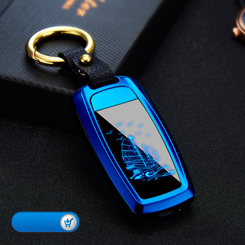 Creative car key lighter inflatable  windproof with lighters key buckle butane