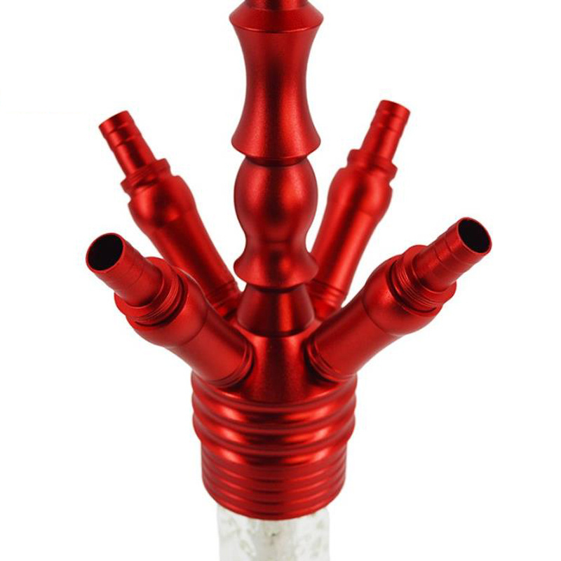 Cheap Price 4 Pipe Aluminum Alloy Stem Luminous Glass Base Hookah Sheesha Hubbly Bubbly Hookahs in Medium Size