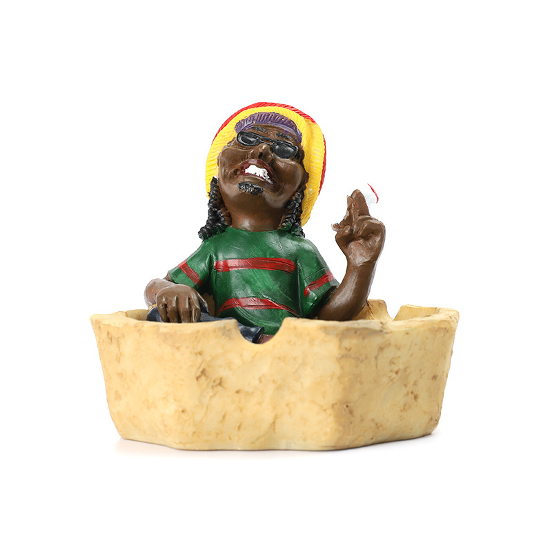 Wholesale High Quality Resin Ashtray Custom Fancy Resin Jamaican Bob Cigar Ashtrays