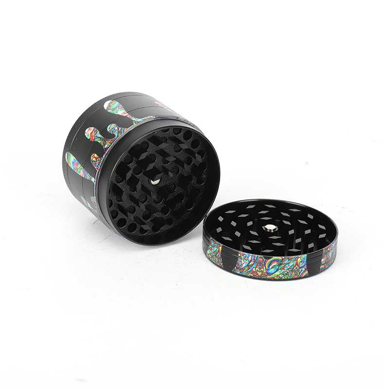 New black color printing metal herb grinder custom logo design 50mm tobacco grinder