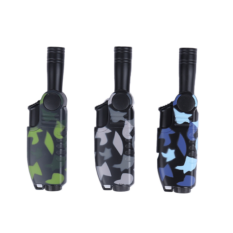 Jiju Wholesale Camouflage Jet Lighter wth Rotational  Neck Blue Flame Gas Torch Lighters for Kitchen Smoke Shop