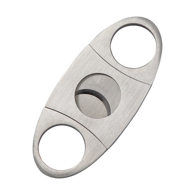 Custom Logo Cigar Accessories Metal Cigar Cutter Silver Table  Double Blade Cigar Cutter