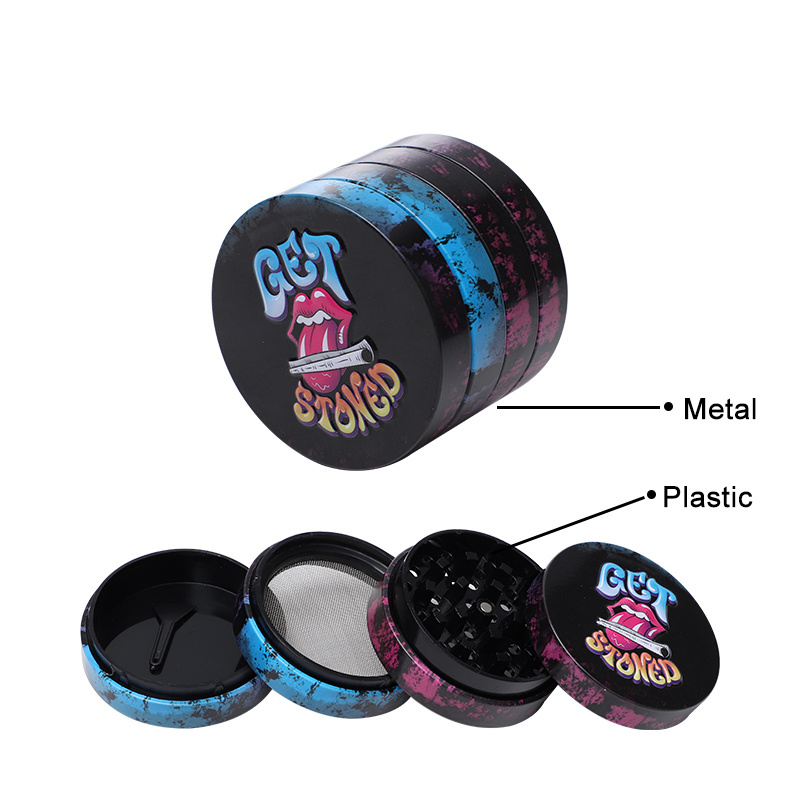 New Custom Designs 4 Layer Grinders Spice Grinder Embossed Logo Herb Grinder with Tin Surface