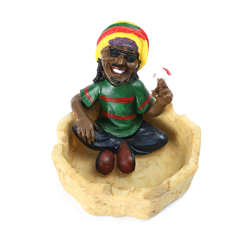 Wholesale High Quality Resin Ashtray Custom Fancy Resin Jamaican Bob Cigar Ashtrays